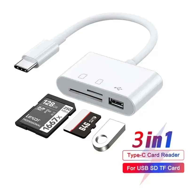 Multi Port Hub 3 In1 Converter Type-c To USB C A OTG Adapter TF SD Micro Memory Card Reader for Samsung Android Laptop