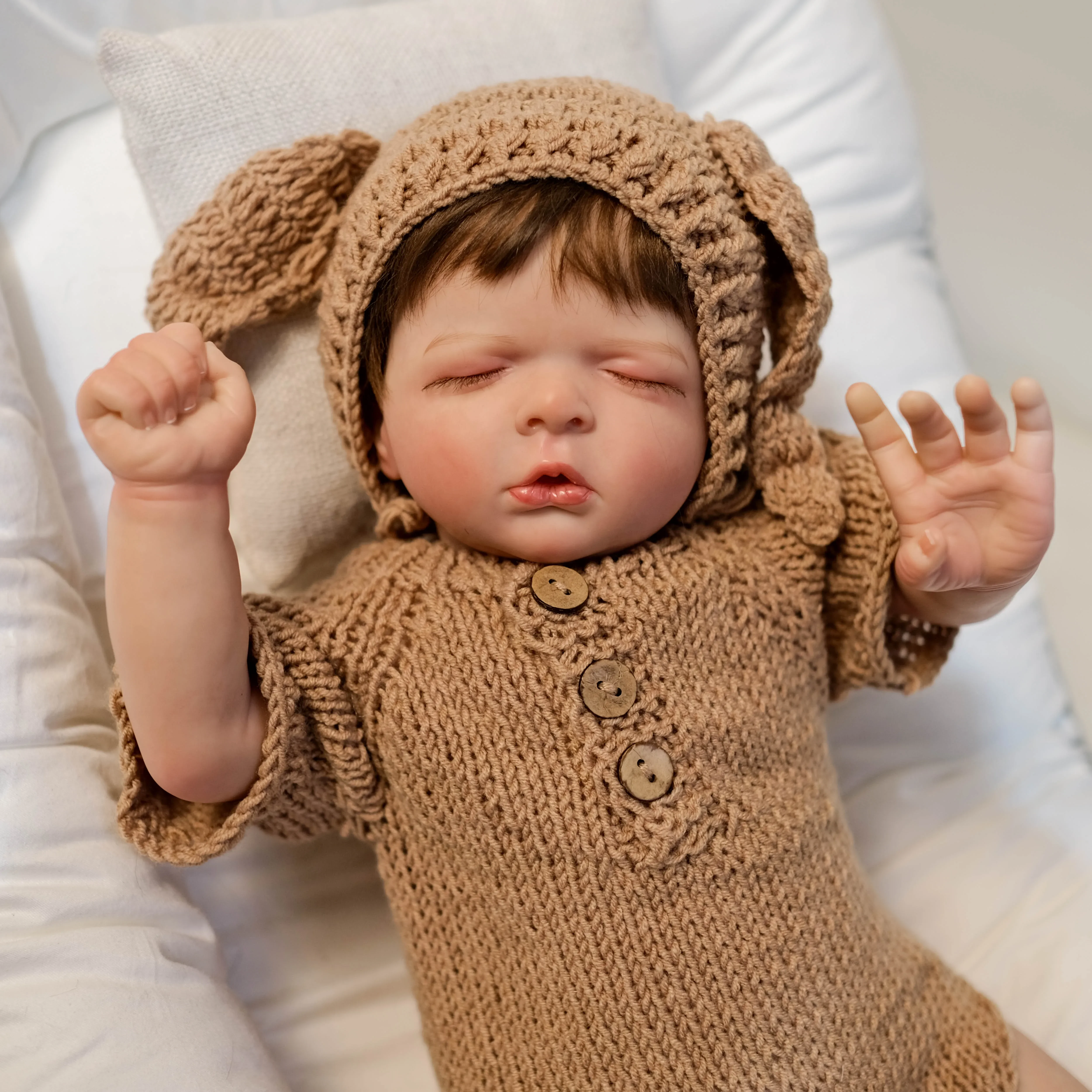 DLS 19inch Lifelike Newborn Baby Doll Reborn Asleep Louisa Soft Body 3D Skin with Visible Veins High Quality Handmade Doll - view 5