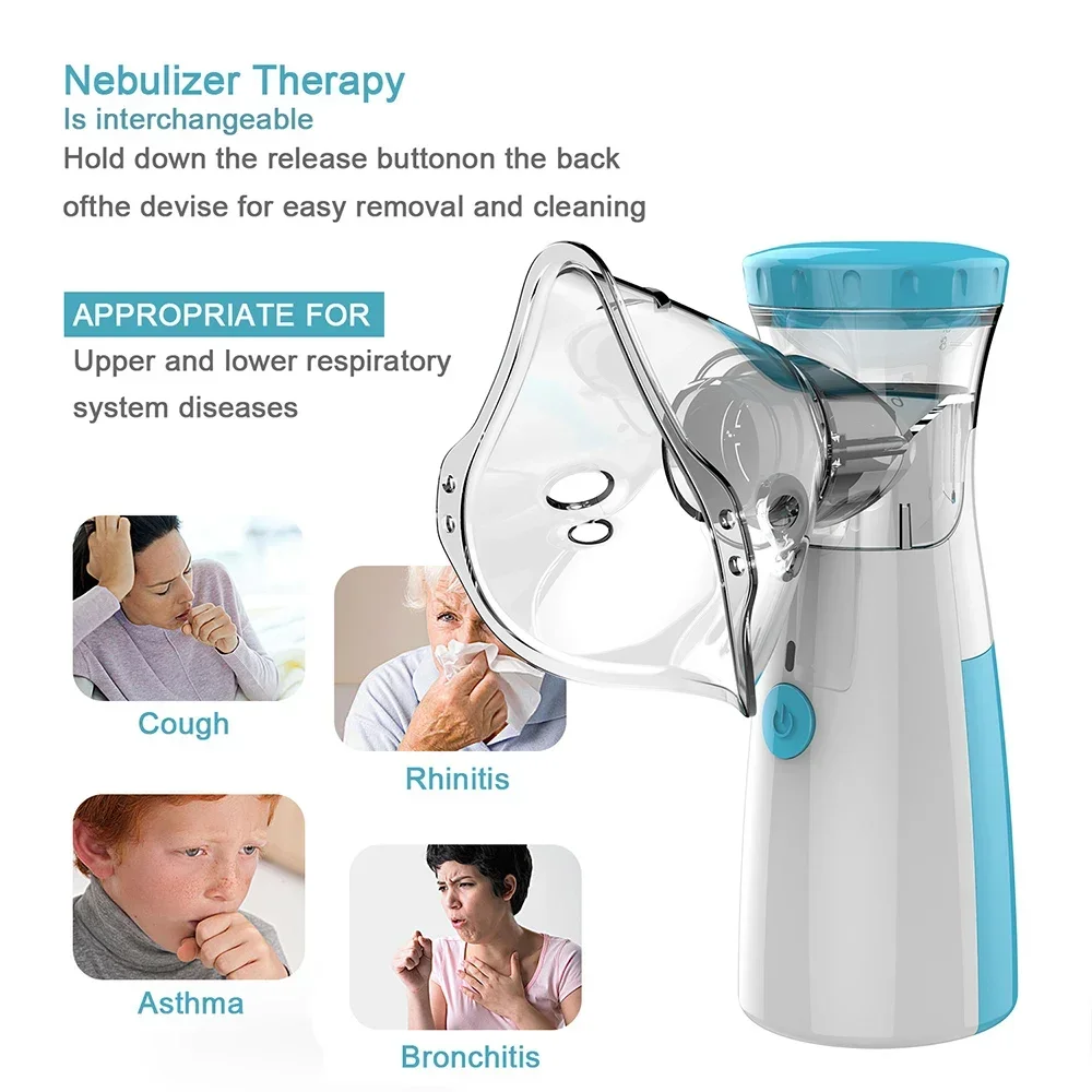 

Portable Mesh Nebulizer Adult Kids Nebulizador Silent Ultrasonic Inhaler Cold Mist Humidifier Kit Travel Daily Use 302PLUS