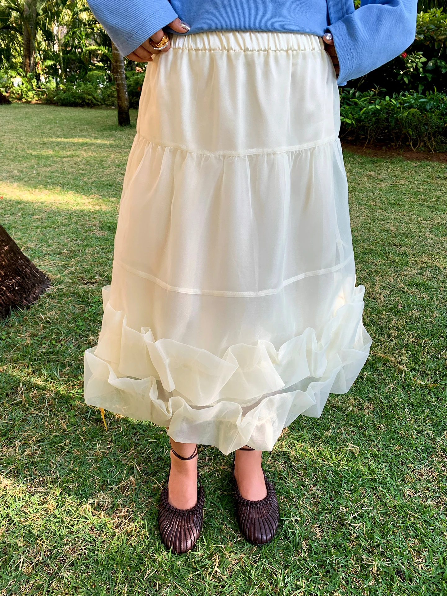 

Casual High Waist A-Line Skirt Women's Ogees Netting f Body Skirt Breathable with Inner Gathered Loose Fit Spring 2026