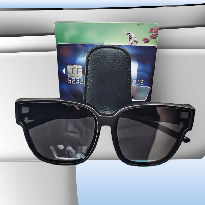 1Pc Sunglasses Holder Is Suitable for Car Sunshades-Magnetic Leather Sunglasses Clip and Ticket Clip-Car Sunshade Accessory