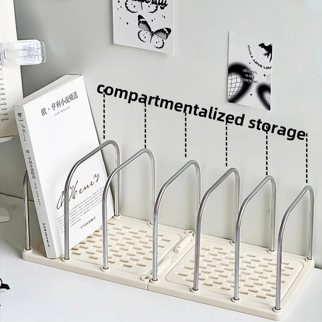 رف تخزين الكتب، منظم مكتب بسيط، رف كتب عمودي ذو سعة كبيرة لسطح المكتب لمدرسة منظمة النوم