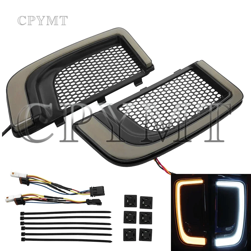 

Motorcycle Smoke LED Turn Signal Light Fairing Lower Grills fit For Harley Touring Electra Glide Ultra Limited FLHTKSE CVO