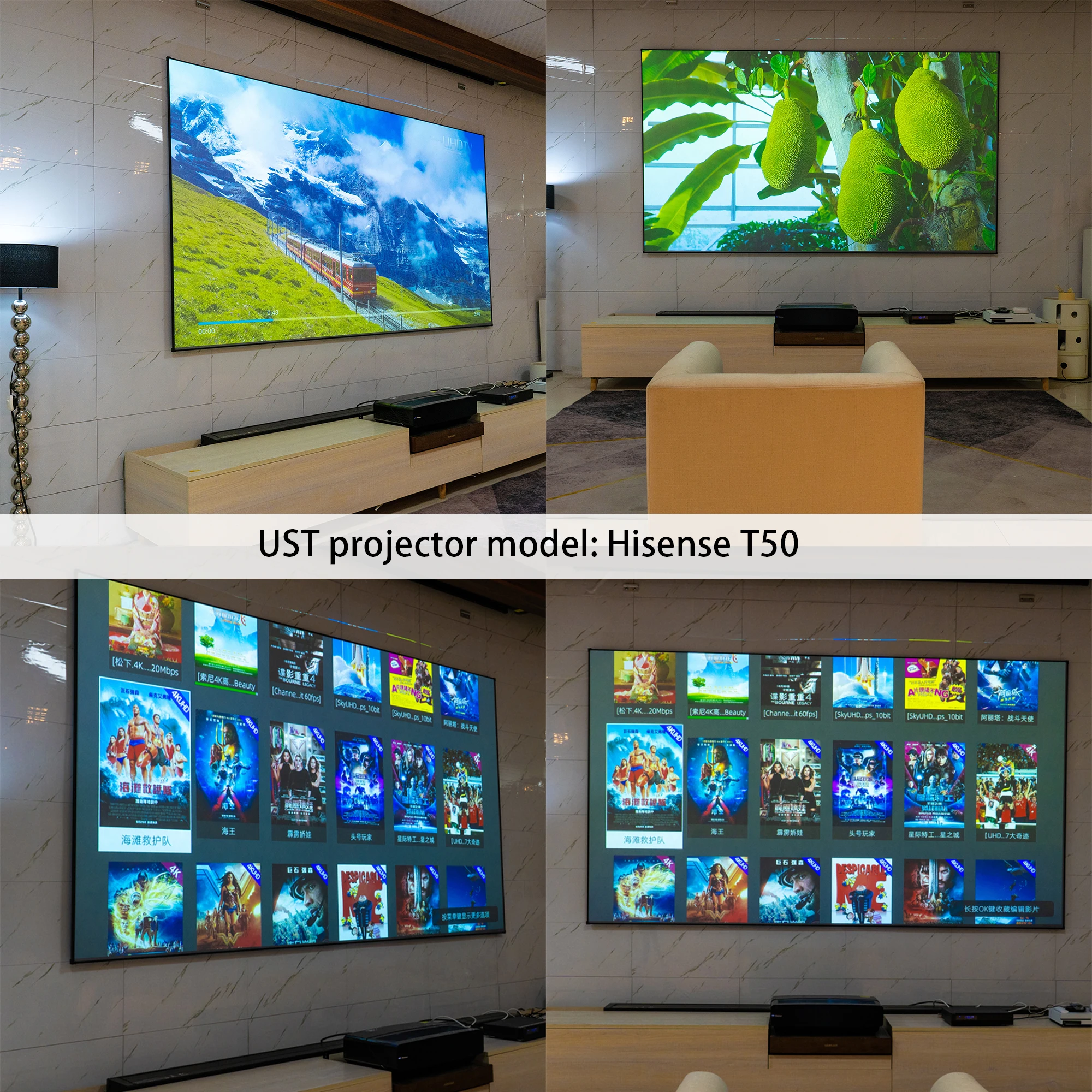 150inch UST ALR Video Projector Screen With Alloy Frame 16:9 T-prism Grey Crystal Ambient Light Rejecting Projection Screen