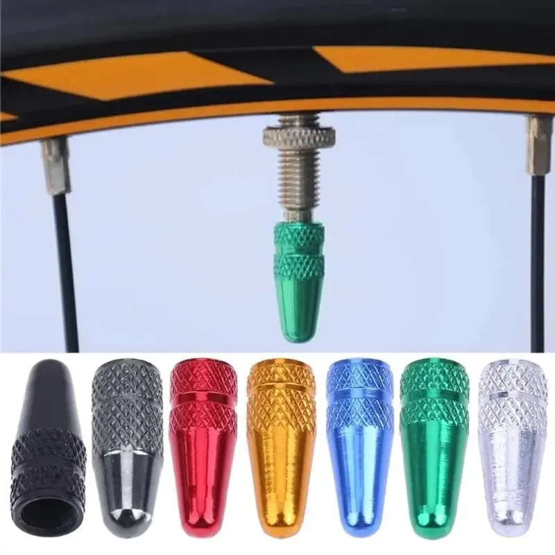 4 Pcs Aluminum Alloy Road Mountain Bike Track Racing Tube Bicycle Tire Wheel French V-shaped Valve Cap Valve Bicycle Accessories