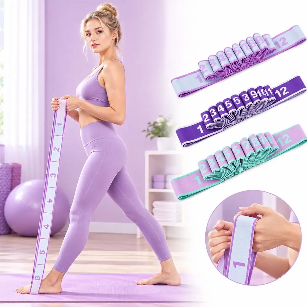 Elastic Yoga Stretching Belt Digital Adjustable Resistance Band 10/12 Grid Dance Stretch Band for Yoga Latin Dance Gymnastics