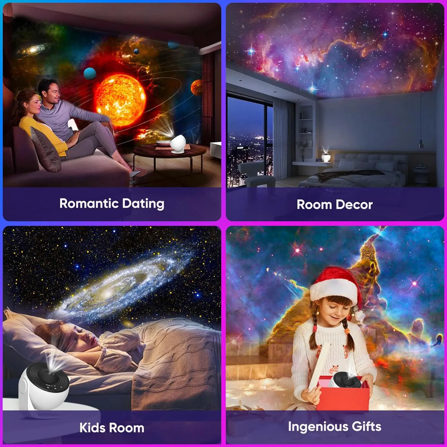 Night Light Galaxy Projector Starry Sky Projector 360° Rotate Planetarium Lamp For Kid Bedroom Valentines Day Gift Wedding Decor