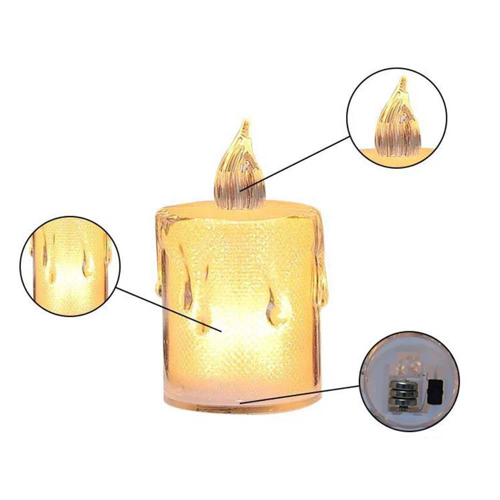 1Pcs LED Candles Light Flameless Candle Plastic Pillar Flickering Candle Night Light Home Party Ramadan Wedding Xmas Decoration