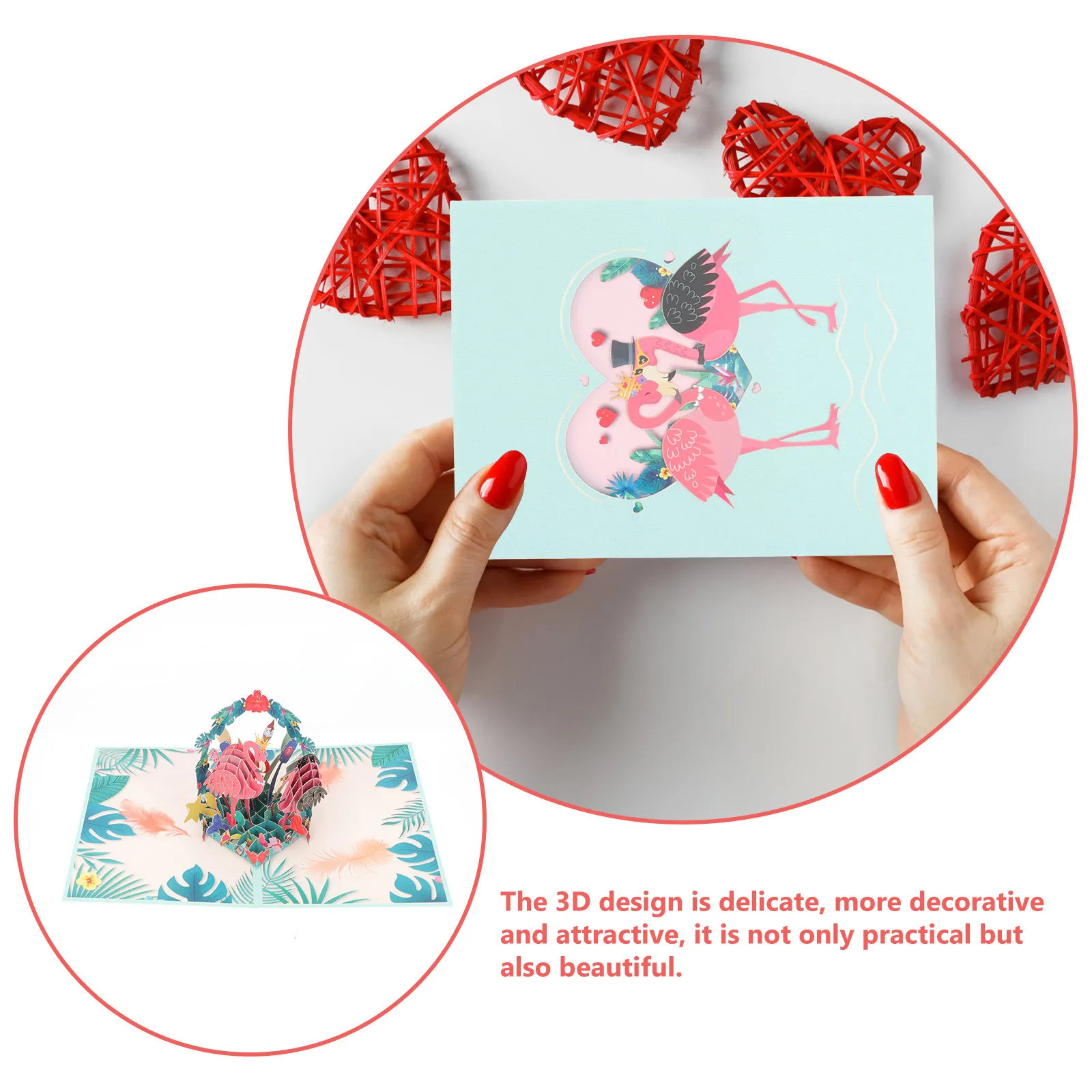 

1Set 3D Paper Carving Anniversary Card Pop-Up Greeting Card for Wedding Anniversary Gifts Wife Girlfriend Husband Boyfriend