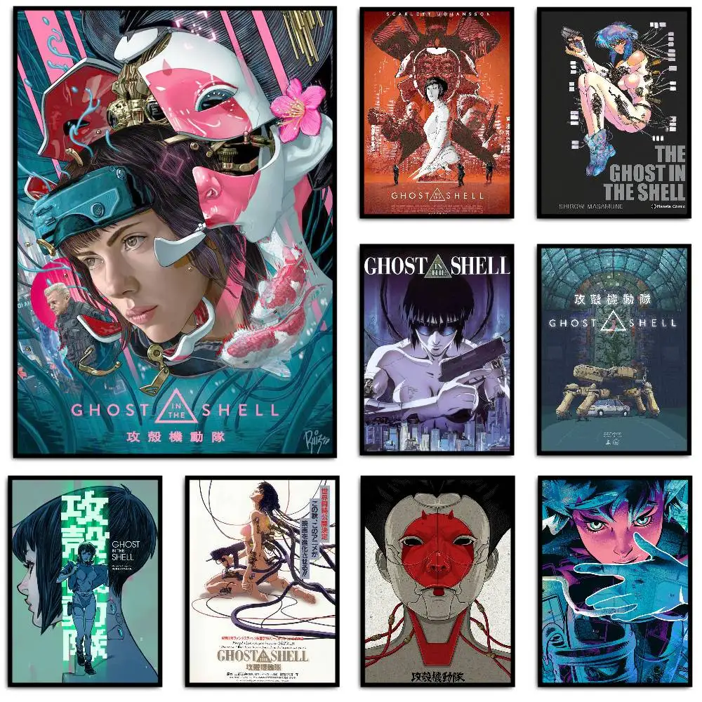 اليابان أنيمي شبح في قذيفة أنيمي المشارك HD الفن لزجة جدار مقاوم للماء غرفة المعيشة المنزلي غرفة نوم بار الديكور الجمالي