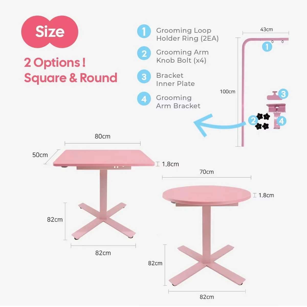 Electric height adjustable all-pink beauty table single round square single suit professional salon grade