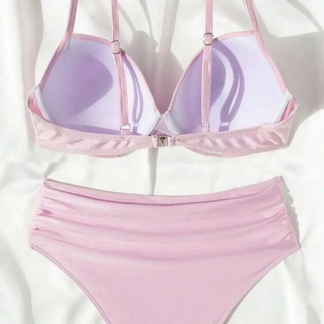 European/American cute style spicy girl bikini big chest thick high waist girl swimsuit beach hot spring vacation style bikini