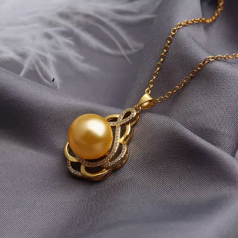 2024 New Pearl Pendant AAA10-11mm Pearl Pendant Nanhai Gold Pearl Pendant 925s 18inch