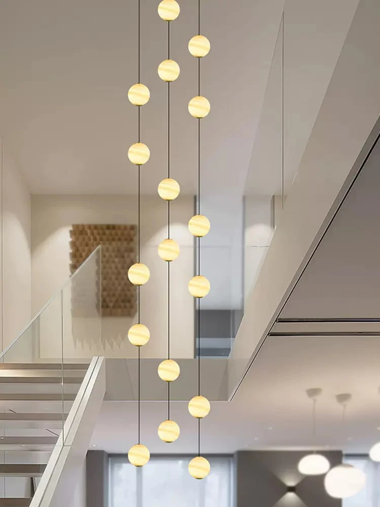 Luz giratória da escadaria pendente, planeta criativo nórdico, LED longo, villa duplex simples moderna, luz loft