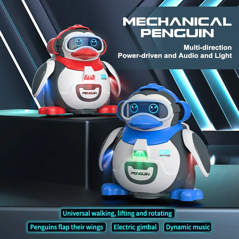 New Kids Electric Toy Mechanical Penguin Simulation Animal Model With Sound Light Baby Interactive Electric Penguin Toy Gifts