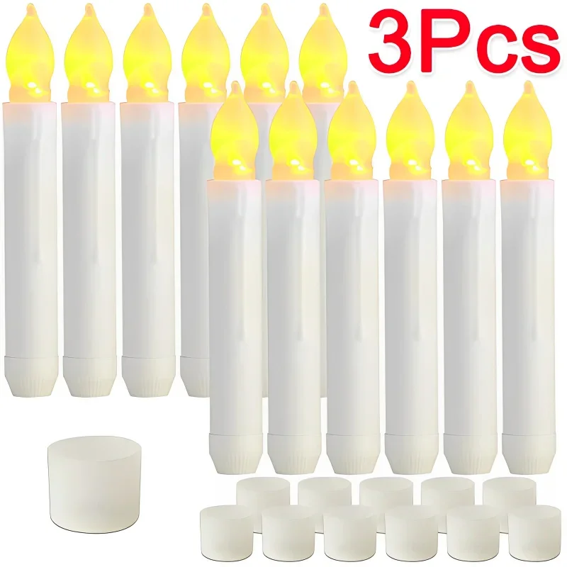 3/1Pcs LED Flameless Electronic Candles Battery Powered Taper Pointed Long Candle Light for Home Party Decor Lamp Night Lights