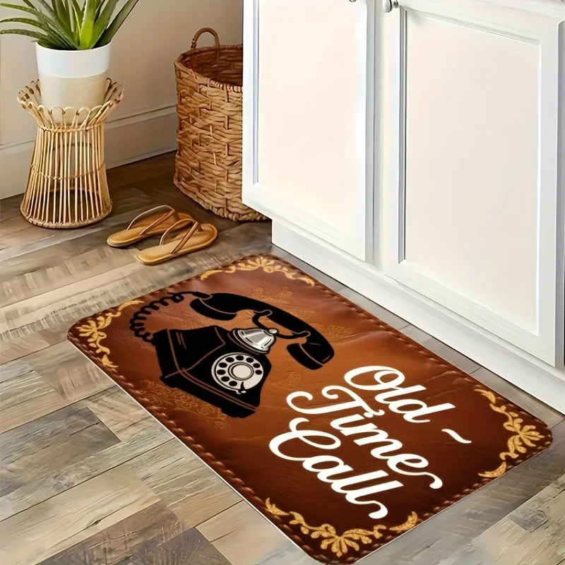 

1PC Old-Time Call Pattern Kitchen Rug Non-Slip Door Mat Pop design Bathroom Rug Bath Mat Carpet for Home Sink Laundry Decoreeree
