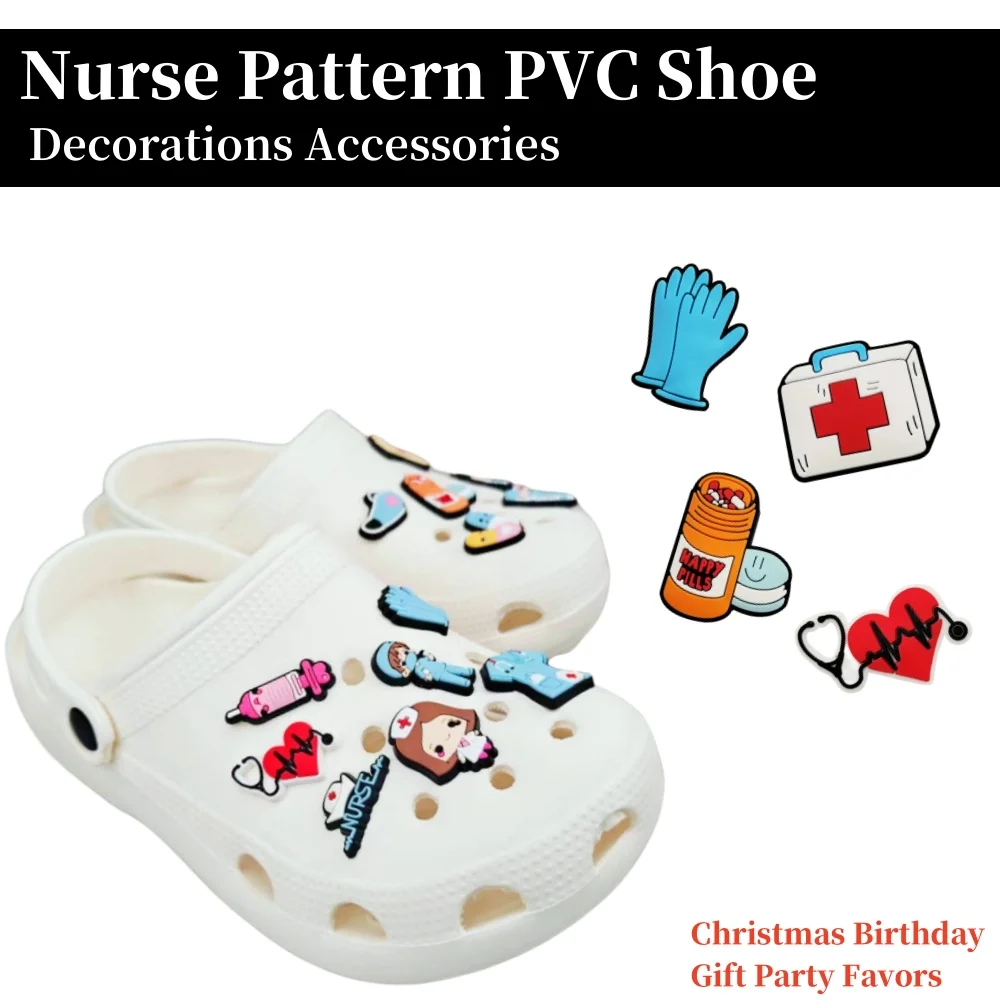 20pcs Nurse Pattern PVC Shoe Decorations Accessories For Christmas Birthday Gift Party Favors Durable