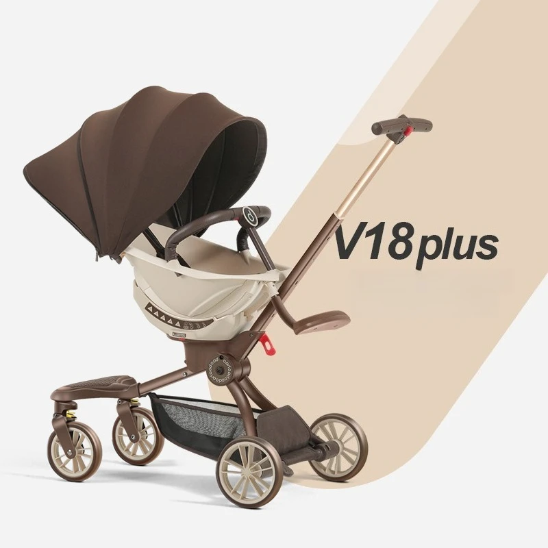 

360° Rotating Seat Baby Stroller 5Position Aluminum Frame with Full Coverage Canopy Removable Washable Seat Pad Shock Absorption
