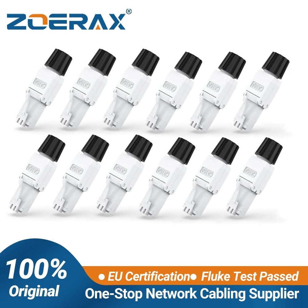 ZoeRax Cat6A Cat6 RJ45 Connector Tool-Free, UTP Cat 6a Field Termination Modular Plug for 23-26 AWG Unshielded Ethernet Cable