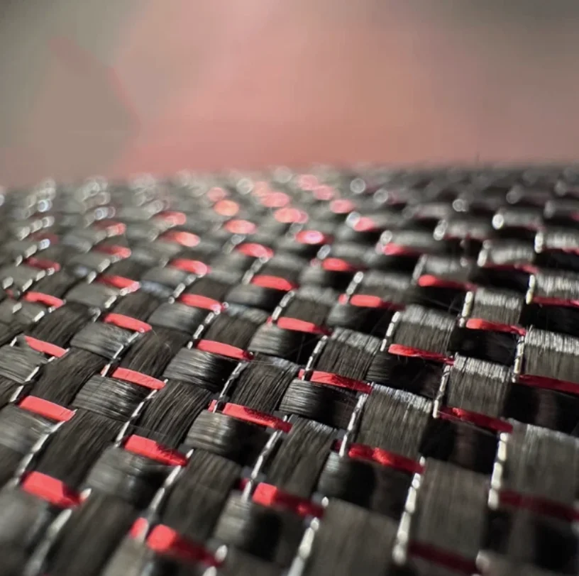 Metallic Carbon Fiber&Red&Silver Reflection Mixed Fabric plain Cloth 100cm*200cm