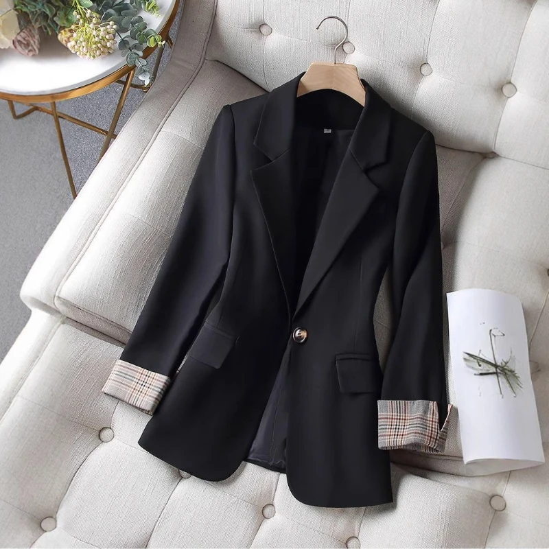 

Blazer Women Trendy Patchwork Autumn Loose Pockets Lady Elegant Coats Single Button Minimalist Outwear Long Sleeve Jacket 2025