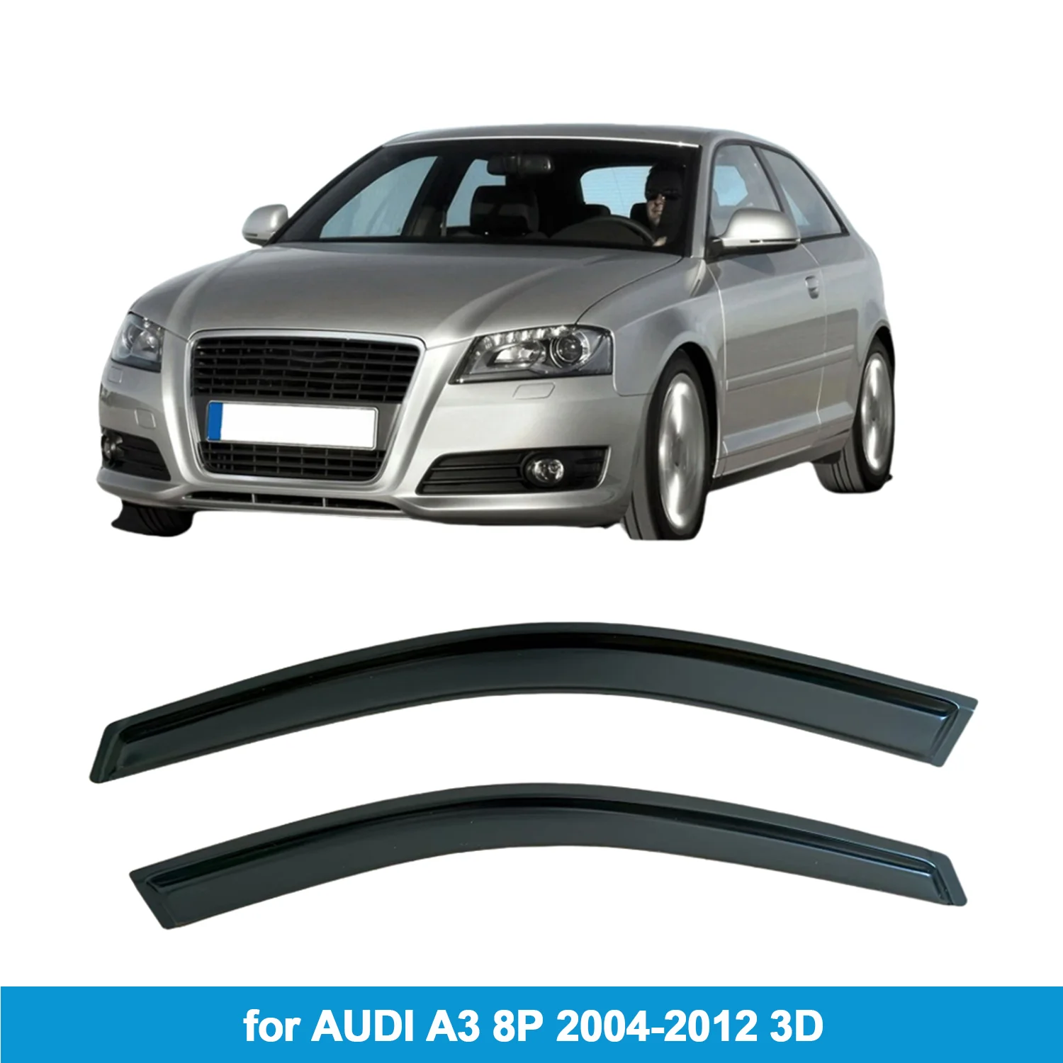 

Для AUDI A3 8P 2004-2012 3DOOR автомобильный козырек для бокового окна, козырек для двери, защита от ветра и дождя, аксессуары, лента для наружного крепления