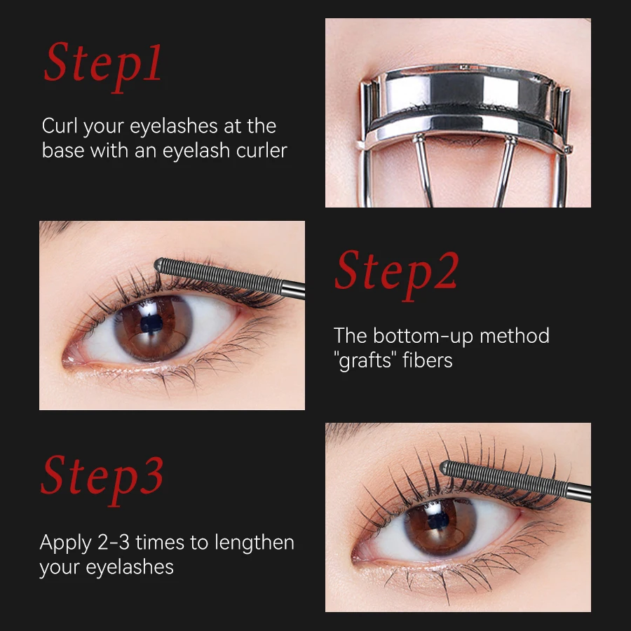 Silver mascara and eyelash curler.Lash Lengthening Curling Mascara Non-smudg Natural Long Lasting Eye Makeup Cosmetics