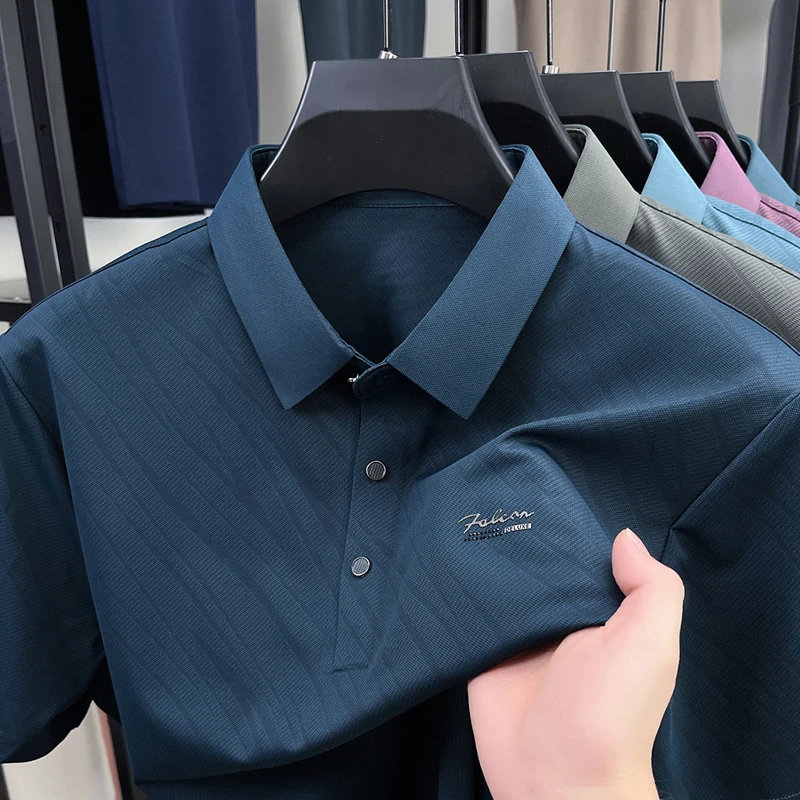 

High End Quality Men's Polo Shirt Lapel Short Sleeve T-Shirt Summer New Exquisite Chest Badge Design Business Handsome Menswear