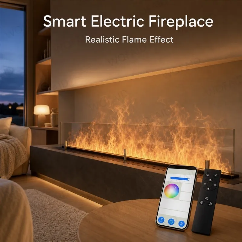 Smart Indoor Decorative 3D Water Mist Fireplace Electric Water Mist Technology Fireplace Insert with Realistic Vapor Flame