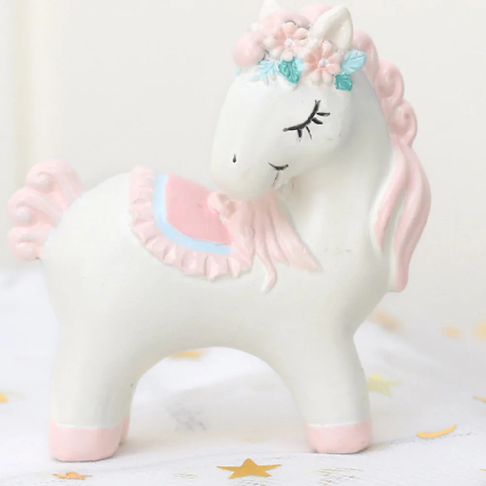 

1Pcs Unicorn Cake Ornament Resin Pink White Cartoon Adornment Baking Accessories Birthday Cake Decoration Party Home Decor