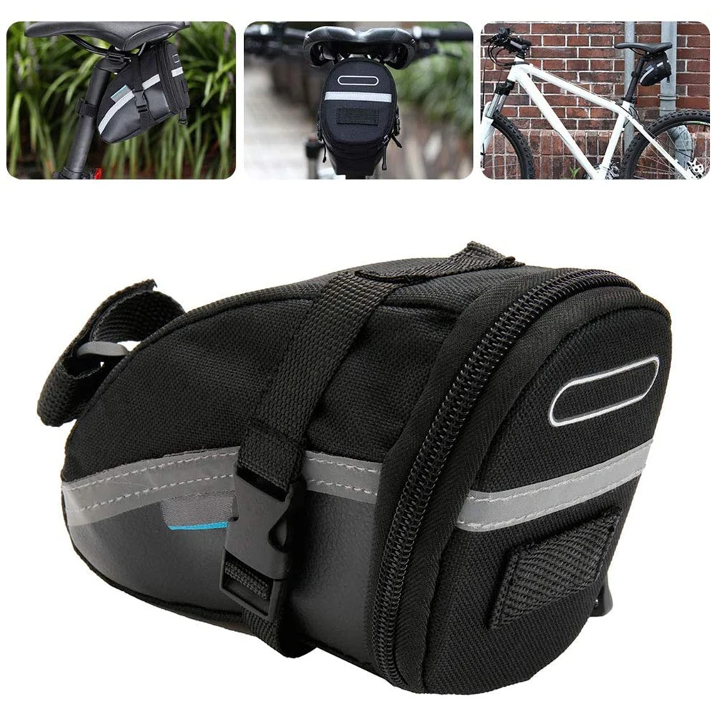 

1.2L Bike Bag Reflective Strip Wedge Pack Pannier Bicycle Back Seat Storage Repair Tools Pocket For Cycling Rear Rack Carrier