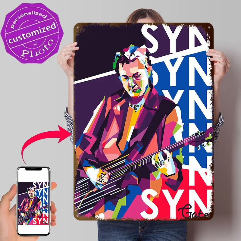 Synyster Gates in WPAP Personalized 3D Textured Metal Poster Wall Art Tinplate Sign for Home and Decoration Gaming Custom Plate