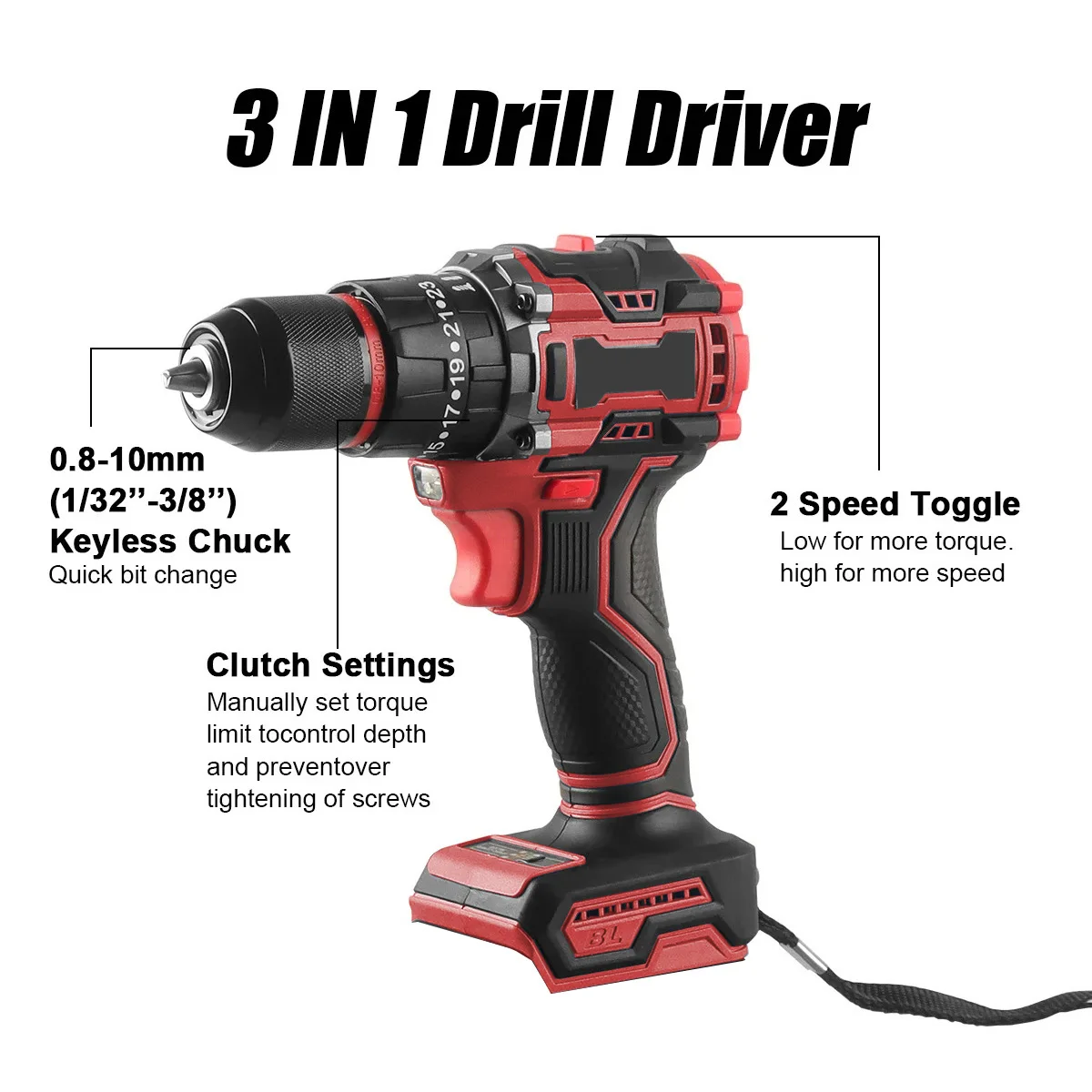 Cordless Brushless Drill Rechargeable Electric Screwdriver Household Multi-function 2 Speed Power Tool for Makita 21V Battery