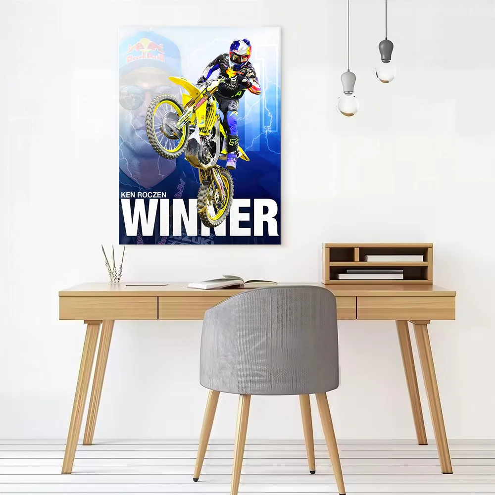 Ken Roczen Motocross Winner Canvas Poster Wall Art Customizable High Quality Printed Picture for Bedroom Accessories Wand Deko