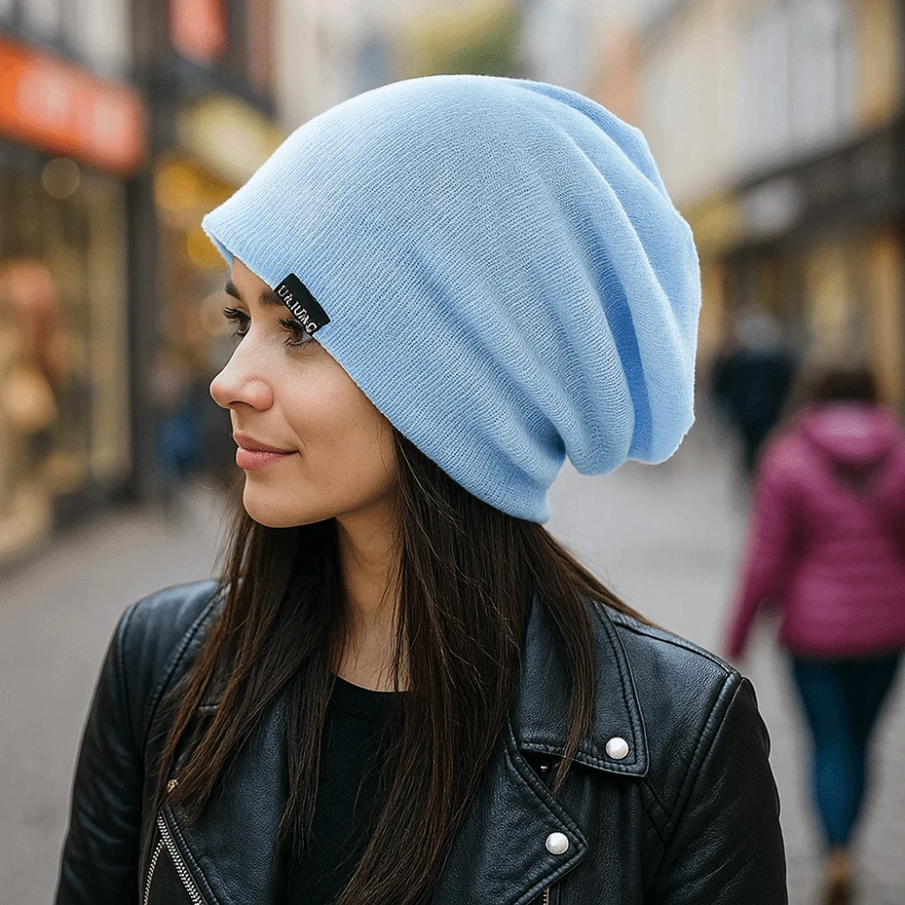 

Полиэстеровая тонкая дышащая вязаная шапка-бини с двойным слоем, мягкая, для улицы, свободного кроя, теплая, однотонная, модная, в стиле Баотоу