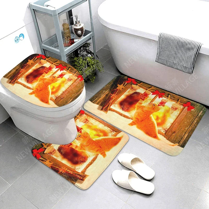 home bathroom floor mats Christmas animals Bath Foot mat modern bathroom accessories rug Toilet mat Bathtub anti-slip carpet