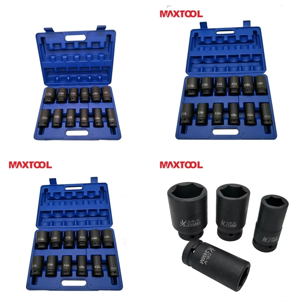 

Набор ударных глубоких торцевых ключей (12 шт.) с дюймовым приводом для тяжелых промышленных работ и авторемонта