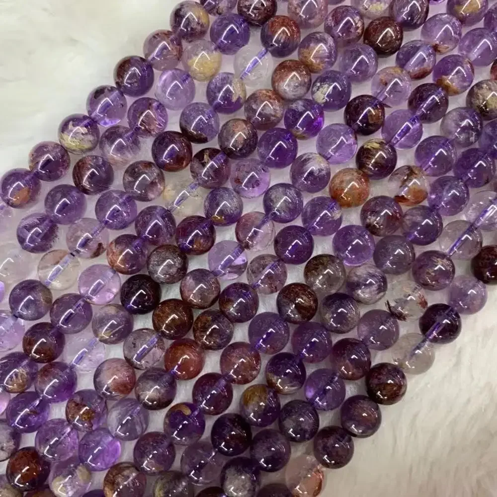 New Cacoxenite Amethyst / Purple Rutilated Quartz Stone Beads Natural Gemstone Beads Diy Loose Beads for Jewelry Making Strand