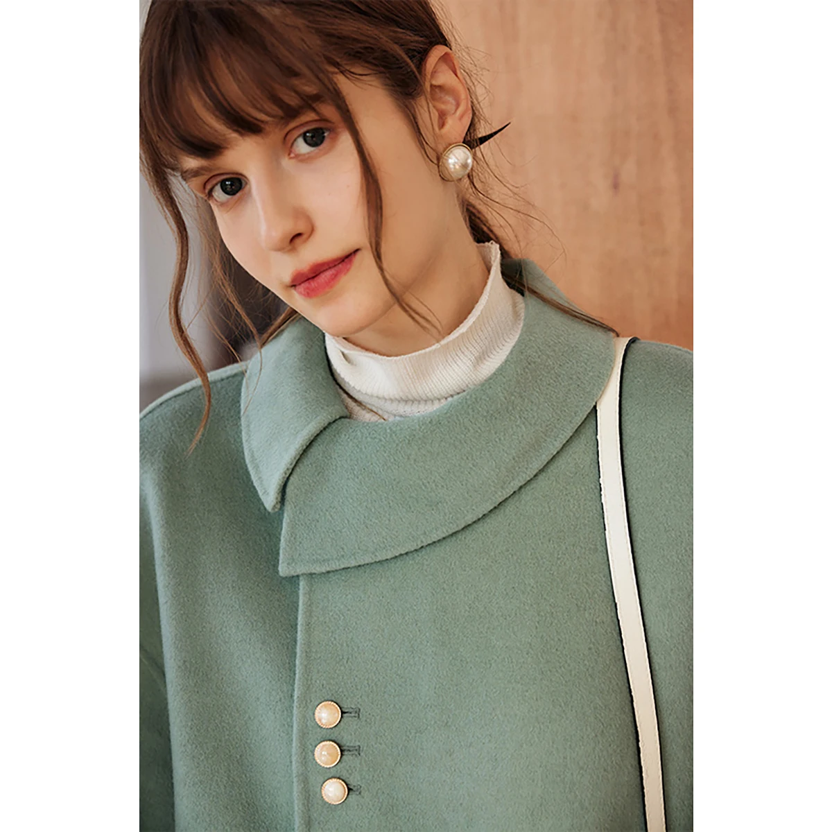 OLrain французские длинные шерстяные пальто для женщин, осень 2024, свободная шерстяная куртка с длинными рукавами, модное однотонное отложное пальто VP56DS58996