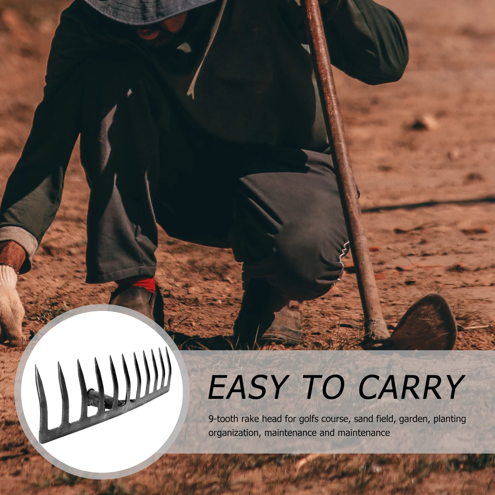 

1Pcs Reliable Grass Rake Strong Construction Agriculture Nail Rake for Fertilizer Mixing Soil Loosening Uprooting Gift Gardening