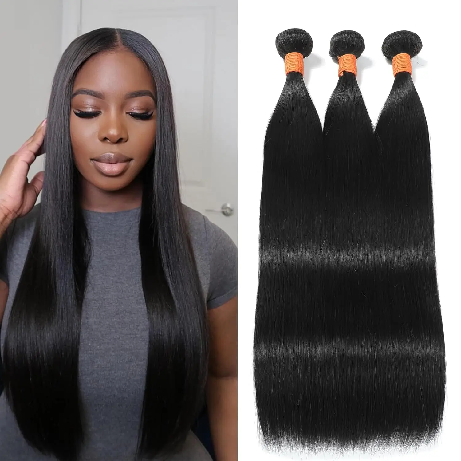 Straight Bundles Human Hair 14 14 14 Inch 100% Unprocessed Brazilian Virgin Weave Bundles Human Hair for Black Women Remy Human