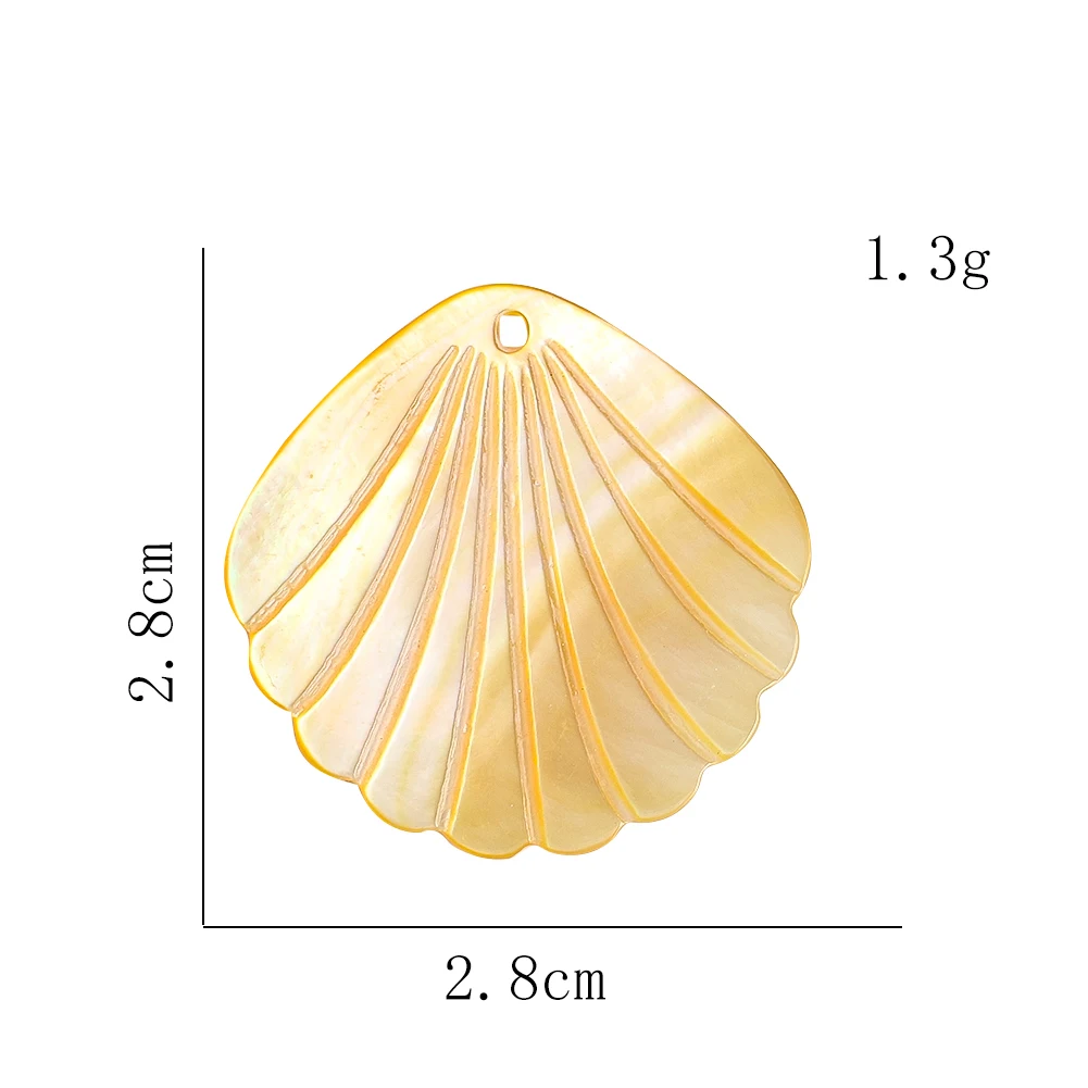 6PCS Scallop Shape Shell Pendant Natural Yellow Mother of Pearl Sea Shells Charms Bead for DIY Jewelry Making Necklace Earrings view 6