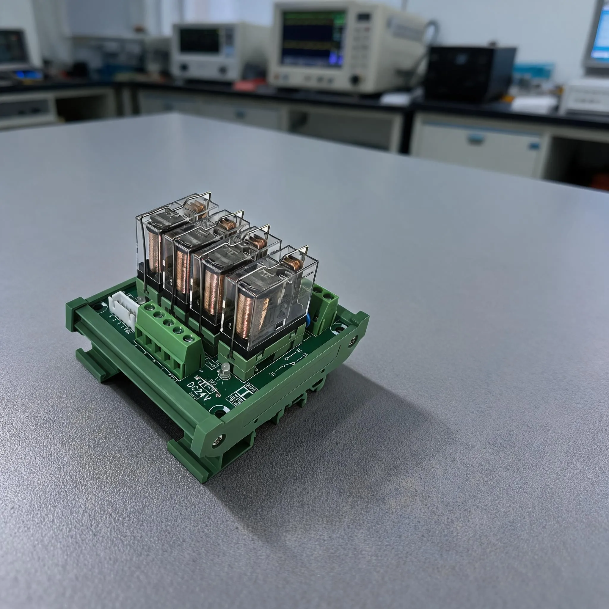 Industrial Grade 4 Channel Relay 24V DC with 16A Load Capacity Dual LED Indicators and Compatibility for C45 DIN Rail Mounting