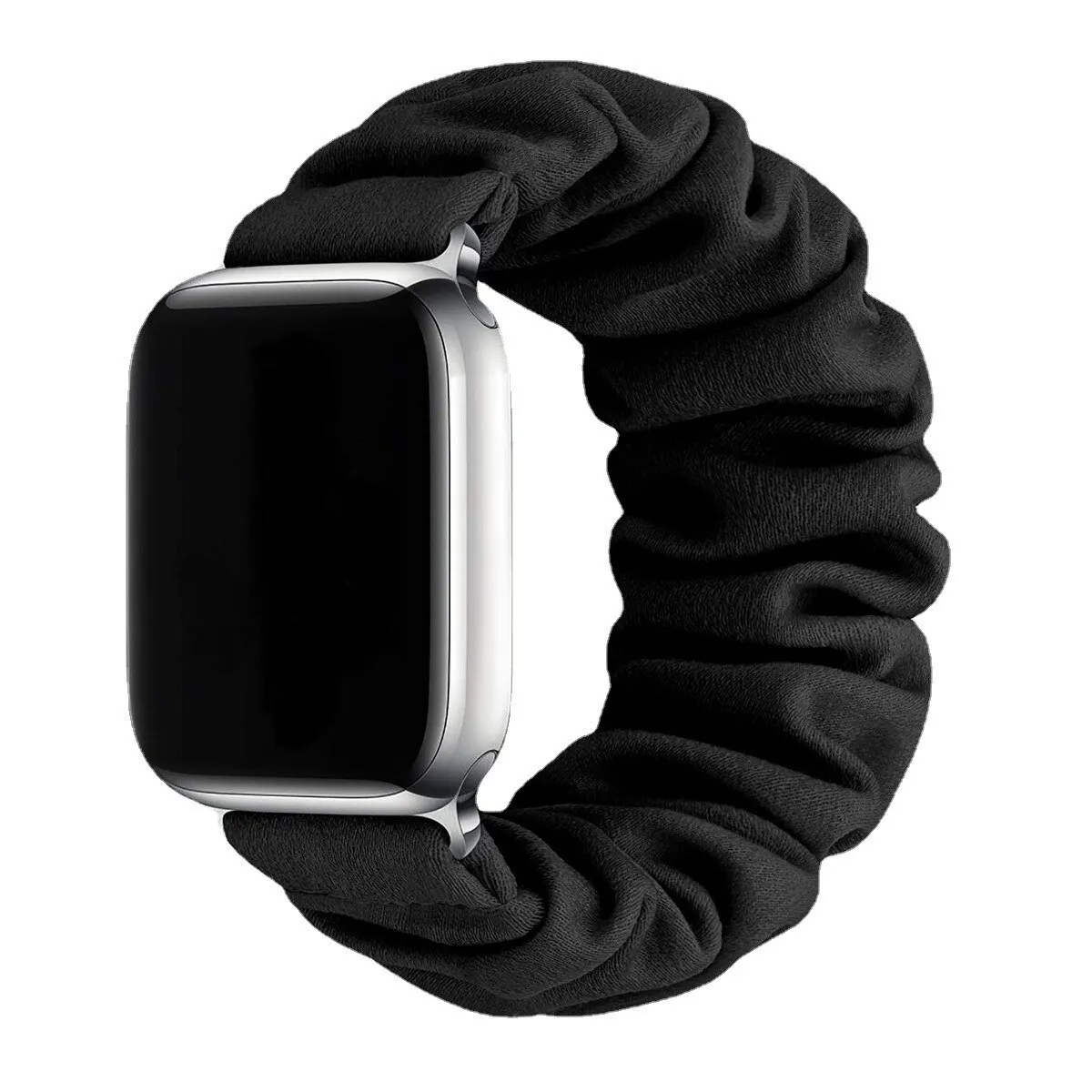 2pcs Scrunchie Design Fabric Watchband for Apple Watch 8 7 SE 6 5 4 3 2 1 Elastic Solo Loop Strap for IWatch 40mm 42mm 44mm 45mm