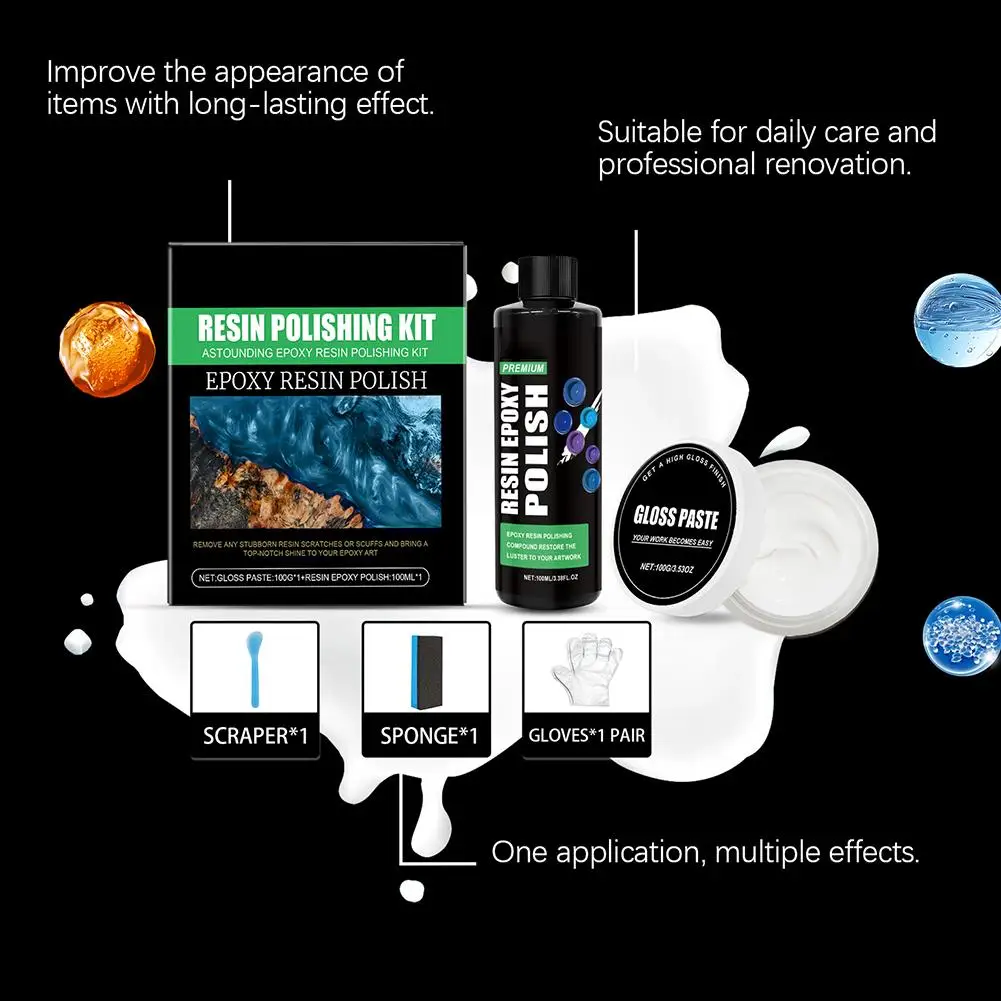 طقم تلميع الراتنج فرك مجمع تلميع متعدد الوظائف لمشاريع الايبوكسي إزالة الخدوش استعادة تألق مجموعة كاملة