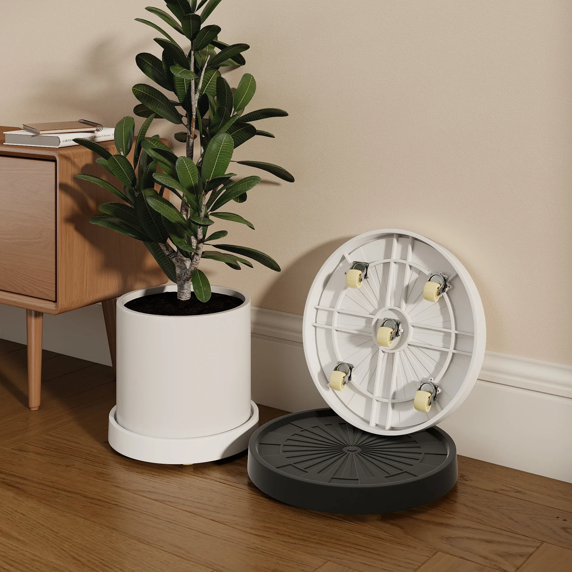 Heavy Duty Plant Pot Tray 2 Pack Moving Base Scratch Free Rolling for Large Indoor Planters and Outdoor Plants