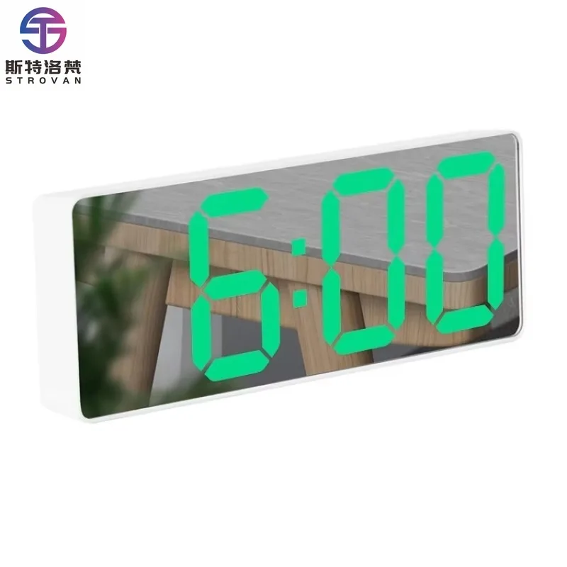 

Mirror Bedside Alarm Clock Battery Plug-In Dual-Purpose LED Clock
