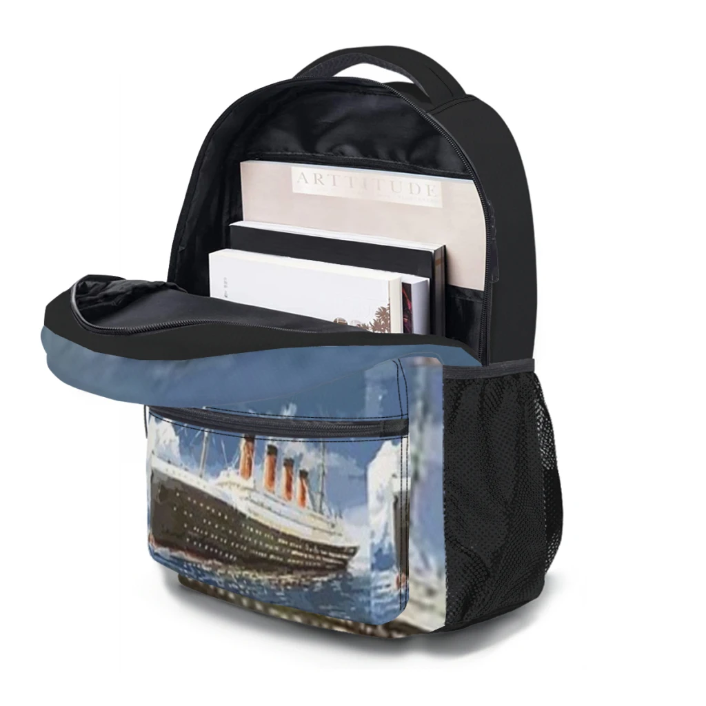 Cartoon Titanic Schoolbag para meninas, mochila estudantil de grande capacidade, estudante do ensino médio, 17"