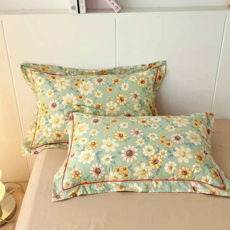 100%Brushed Cotton Pillowcase,Flower Pastorl Home Pillow Cover,Floral Pillowcases For Four Season 48*74*2pcs capas de almofadas